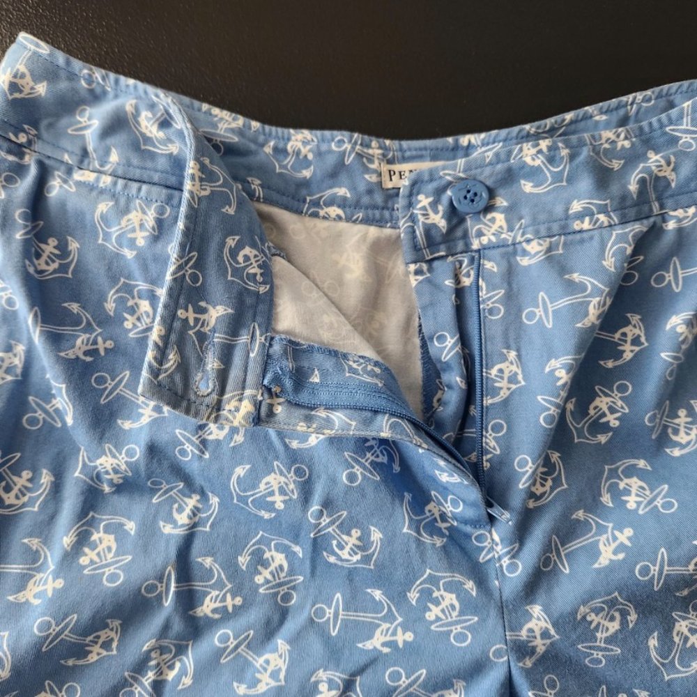 Vintage 90s Pendleton Anchor Print Pants Sz 14 Blue White Novelty Capri‎ Coastal - Picture 15 of 15